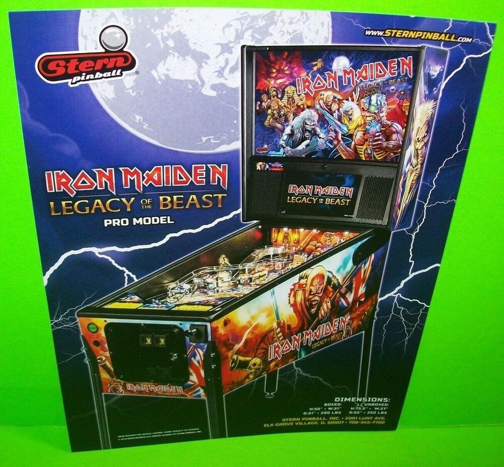 Iron Maiden Pinball FLYER Original NOS Hard Rock Heavy Metal Artwork
